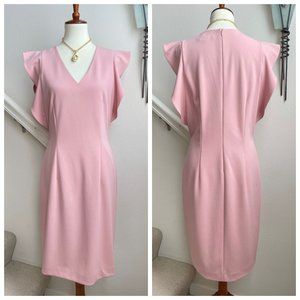 Antonio Melani Pink Flutter Sleeve Sheath Dress